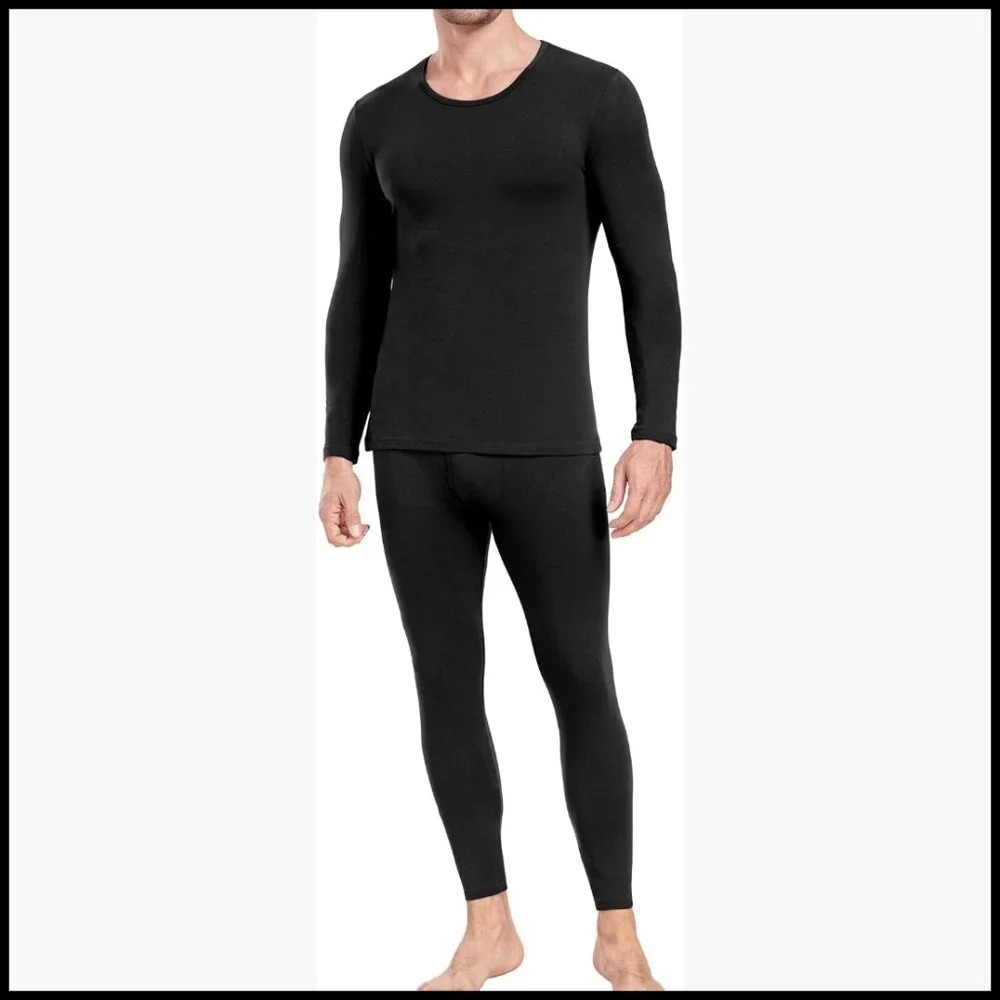 Cotton Blend Long Johns Thermal Underwear Set Base Layer Lightweight